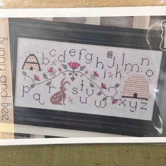Annie Beez Folk Art PATTERN Bunny and Bee Cross Stitch Alphabet  NW-50 - Picture 2 of 3